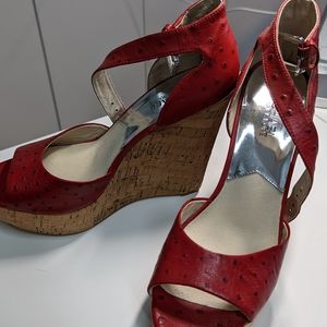 Michael Kors Ariana Ostrich Cork Wedges 9
